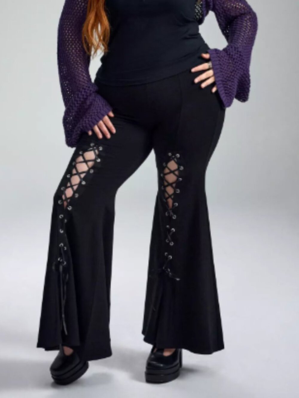 Torrid Nightfall Size 2X Black Flare Leggings Lace Up